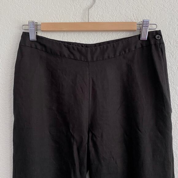 Max Studio 100% Linen Mid Rise Straight‎ Leg Pant Black Size 6 - Picture 4 of 9